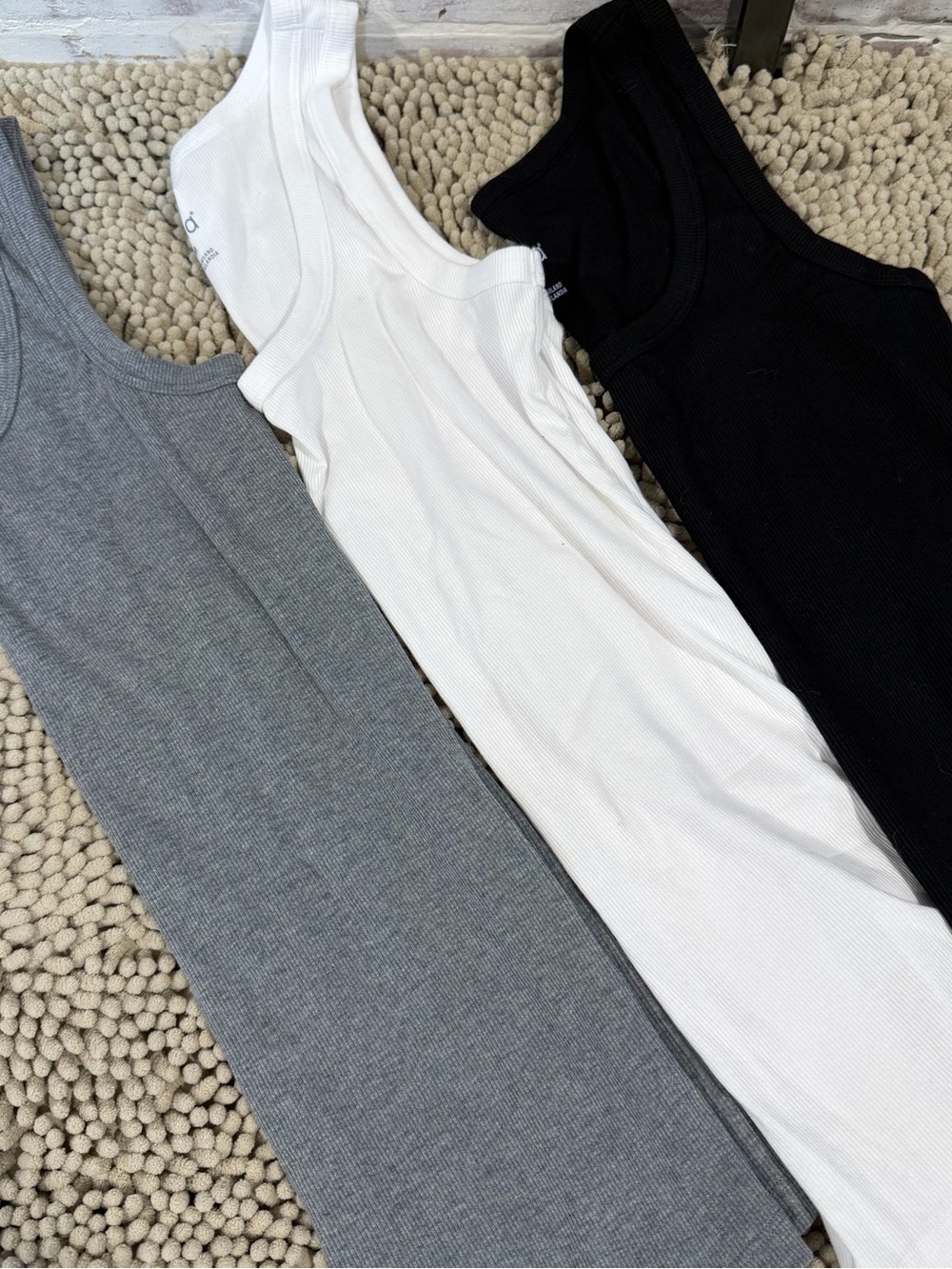 Classic Ribbed Tank Top - White, Black & Gray bundle medium